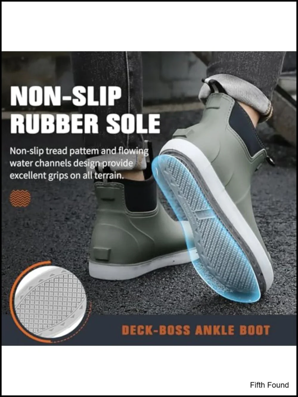 Rubber Waterproof Ankle Rain Boots Chelsea Deck Boots for Fishing Boating